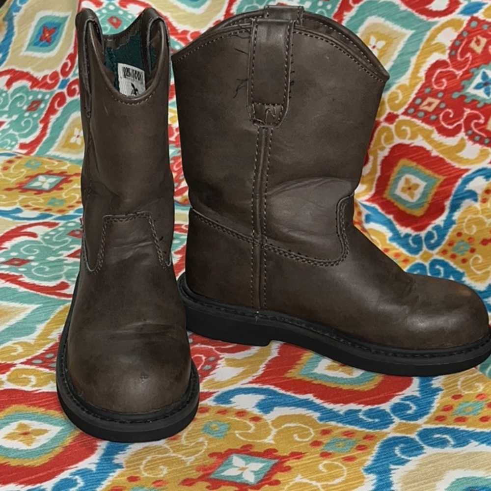 12.5 Georgia Boot Wellington Brown Leather Boots